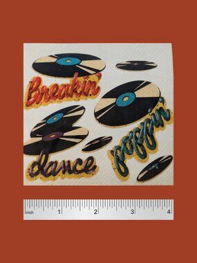 5/$25 Vintage 80s Used Glitter Music Word Stickers Poppin’ Breakin’ Dance Vinyl